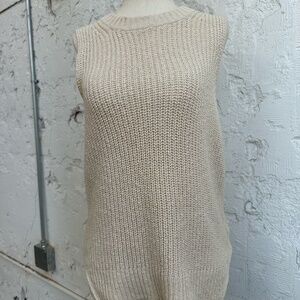 Madewell Shaker Ribbed Sleeveless Sweater Tanktop in Oatmeal Size SMALL